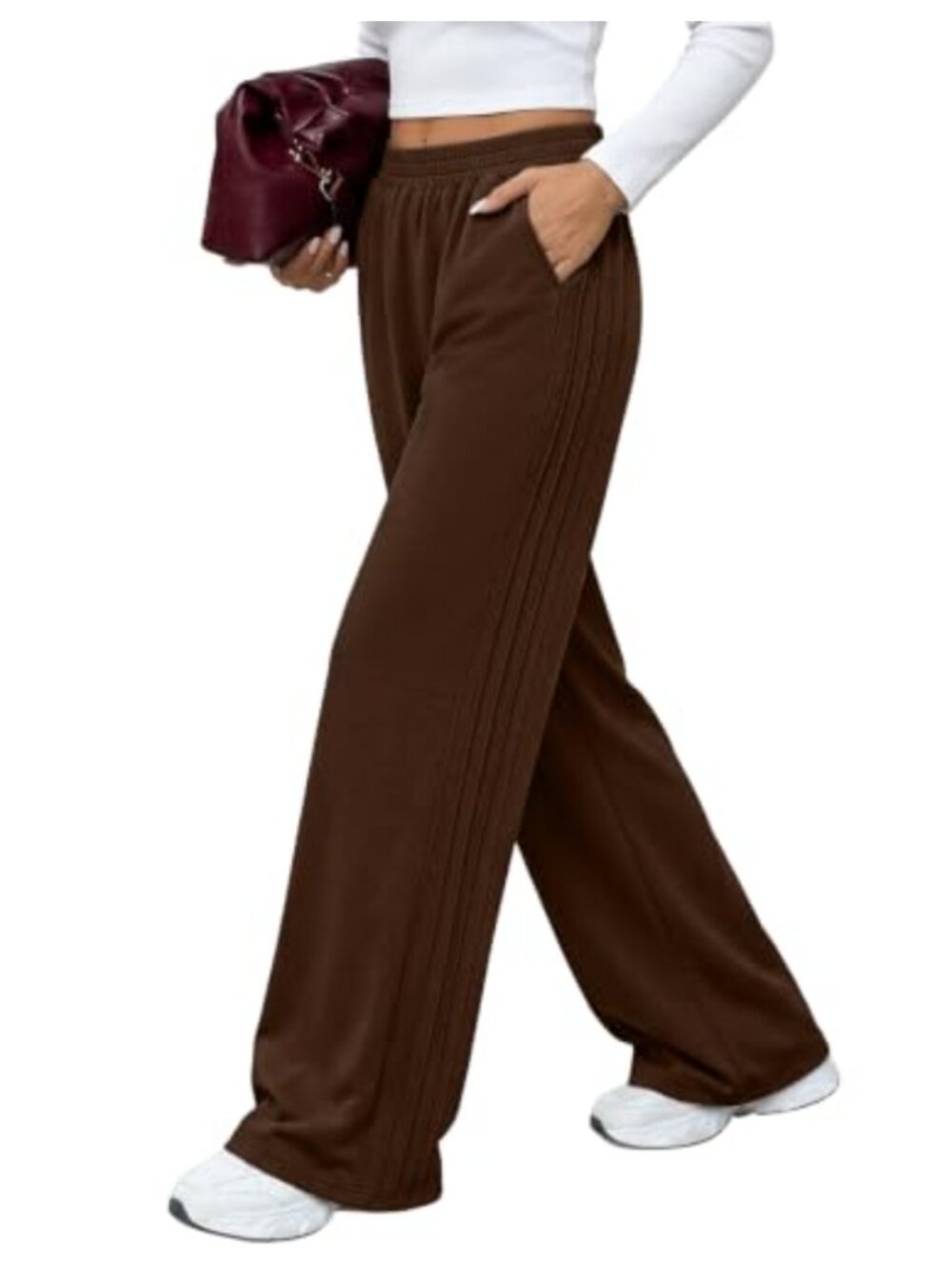 Wide Leg Sweatpants High Rise Lounge Pants with Pockets Modal Blend